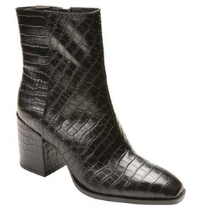 Women's Vionic Harper Croc print Ankle Bootie Black Leather 10